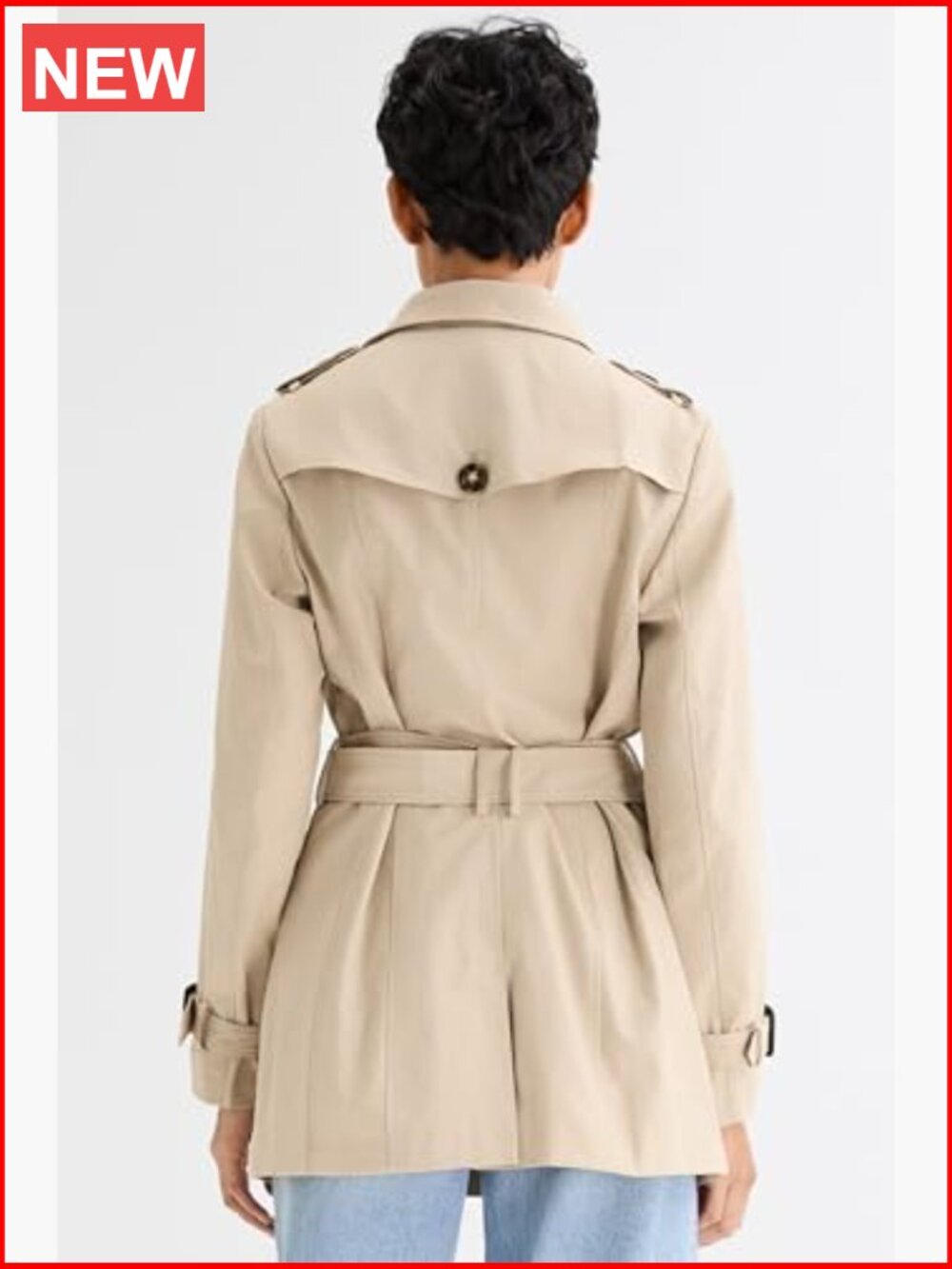 Double Breasted Trench Coat Windbreaker Jacket with Belt - Picture 2 of 7